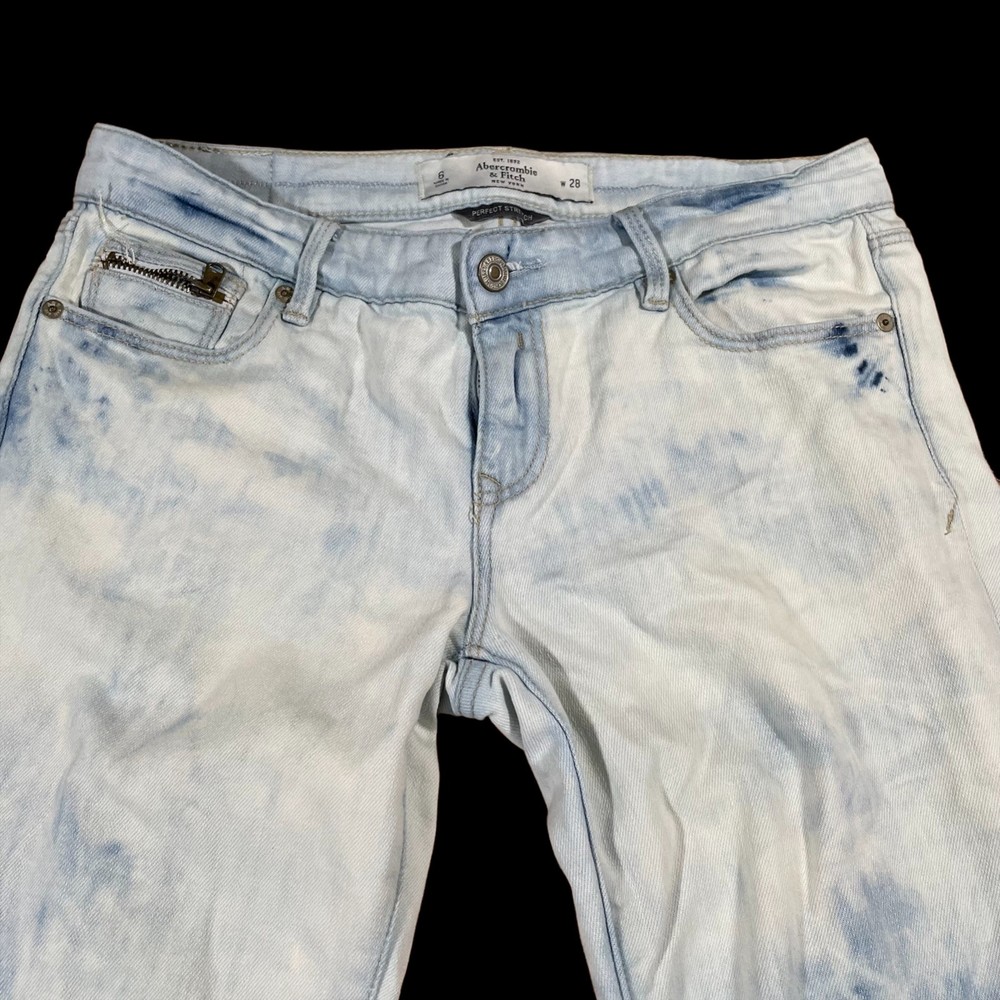 Abercrombie & Fitch Jeans Women's Size 28 Blue/White Tie Dye Perfect Stretch - Picture 2 of 16